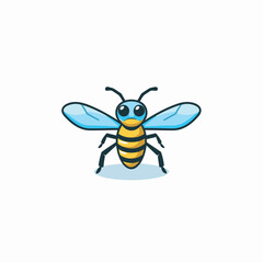 Vector of a bee standing on a white surface in a flat icon style