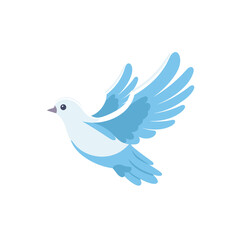 Vector of a flat icon vector of a blue and white bird flying in the sky
