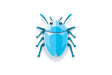 Vector of a simple flat icon of a blue bug on a white background