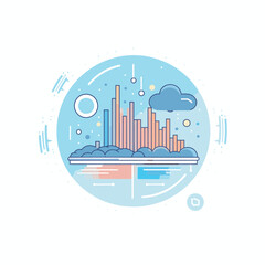 Obraz premium Vector of an illustration of a cityscape in a circular icon design