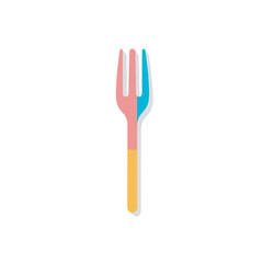 Vector of a flat icon vector of a colorful fork on a white background