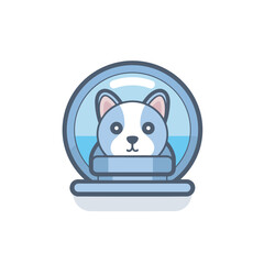 Vector of a cat inside a glass ball with water in the backgroun