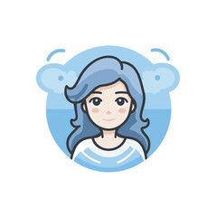 Vector of a flat icon of a womans avatar in a blue circle