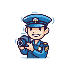 Vector of a flat icon of a police officer holding a camera