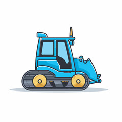 Naklejka premium Vector of a flat icon vector of a blue tractor with yellow wheels on a white background