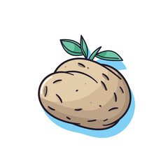 Vector of a flat icon vector of a potato with a leaf on top