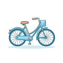 Vector of a blue bicycle with a brown seat on a white background
