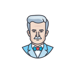 Vector of a flat icon of a man wearing a suit with a bow tie