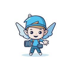 Vector of a flat icon vector of a cartoon character with a camera and a hat