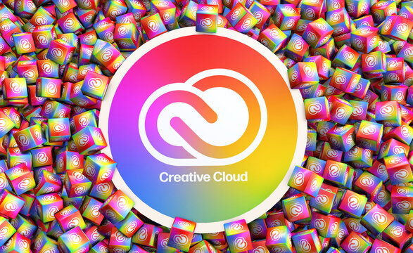 adobe, Creative Cloud logo, social media image - social media visual design (3D Rendering)