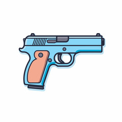 Vector of a flat icon of a blue and orange gun on a white background