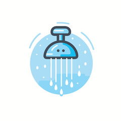 Vector of a flat icon vector of a shower head with rain coming out of it