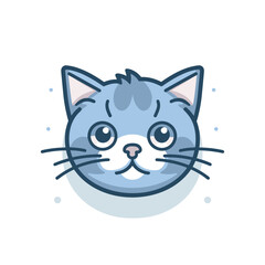 Vector of a cute and melancholic cartoon cat with a flat design