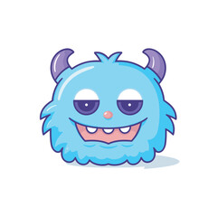 Vector of a flat icon of a blue monster with horns and big eyes © Ilgun