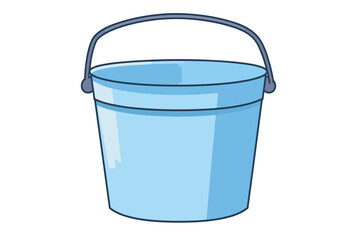 Vector of a flat blue bucket icon with a handle on a white background