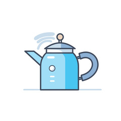 Vector of a flat icon vector of a blue tea kettle with a glass lid