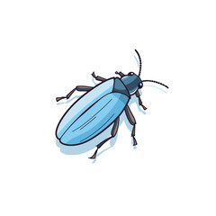Vector of a simple flat icon of a blue bug on a white background