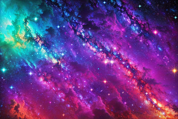 Obraz premium Colorful space galaxy cloud nebula. Stary night cosmos. Universe science astronomy. Supernova background wallpaper. Generative Al 