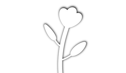 White flower, origami background, paper fold background, white background,