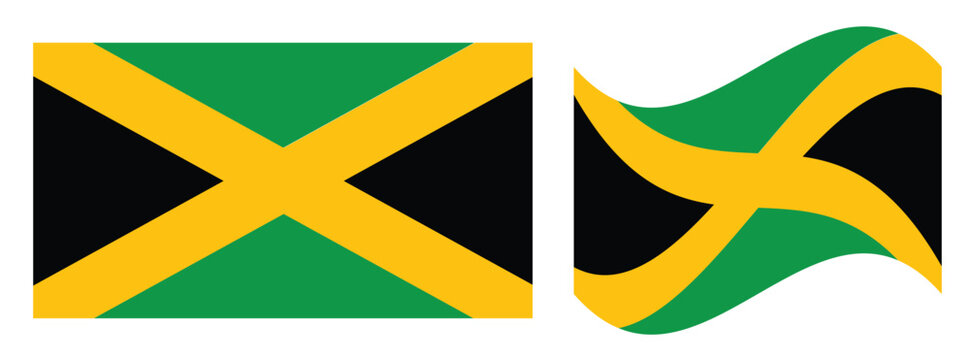Jamaica flag vector design. Jamaican flat flag design.
