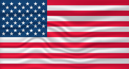 USA flag wave vector design set. united state of America flag design with waving.