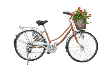 Fototapeta na wymiar bicycle and flowers isolated