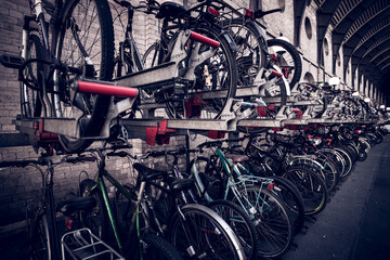 Bikes at a Railway Station