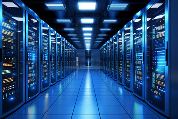 Fototapeta premium Modern data center with multiple servers.