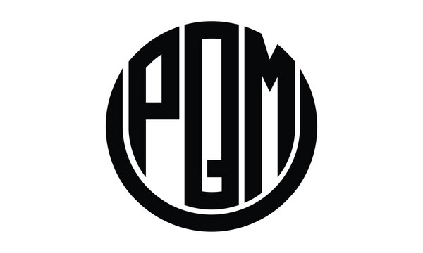PQM shield in circle logo design vector template. lettermrk, wordmark, monogram symbol on white background.