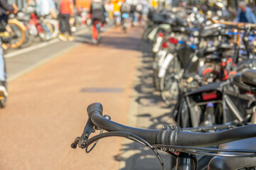 Fototapeta na wymiar Sunny Amsterdam and Urban Bike Parking