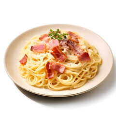 Ultra-Realistic AI Generated Plate of spaghetti carbonara Image Perfect for Cooking Blogs and Websites