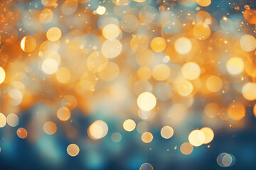 Obraz premium Festive background, bokeh yellow-blue lights. Christmas abstract backdrop