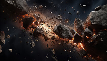 asteroid belt among the debris in the solar system - obrazy, fototapety, plakaty