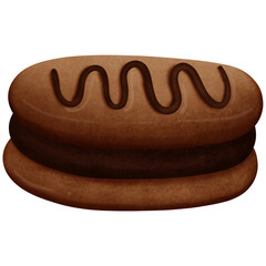 Chocolate macaron isolated on transparent background