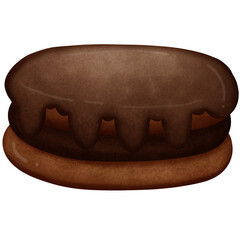Chocolate macaron isolated on transparent background