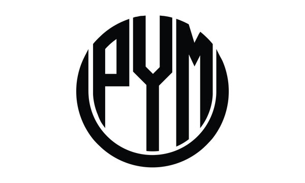 PYM shield in circle logo design vector template. lettermrk, wordmark, monogram symbol on white background.