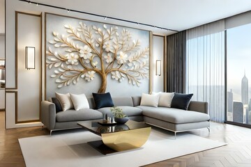 modern living room with sofa generated by AI tool