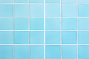 Light blue tile wall background bathroom floor texture.