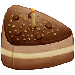 Chocolate cake isolated on transparent background