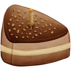 Chocolate cake isolated on transparent background