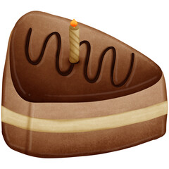 Chocolate cake isolated on transparent background