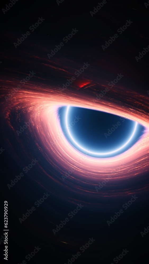 Wall mural giant black hole in outer space. vertical 3d illustration astrology wide shot. interstellar wormhole