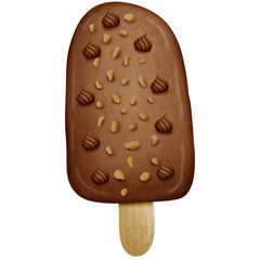 Chocolate ice cream isolated on transparent background