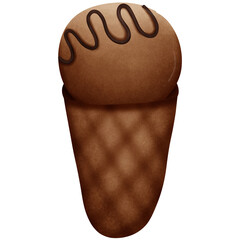 Chocolate ice cream isolated on transparent background