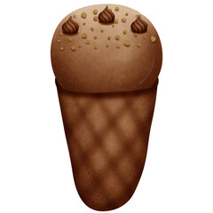 Chocolate ice cream isolated on transparent background