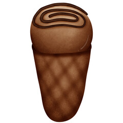 Chocolate ice cream isolated on transparent background