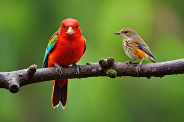 Fototapeta na wymiar red and green parrots