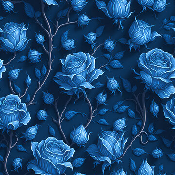 Azure Whispers: The Captivating Blue Rose Pattern!