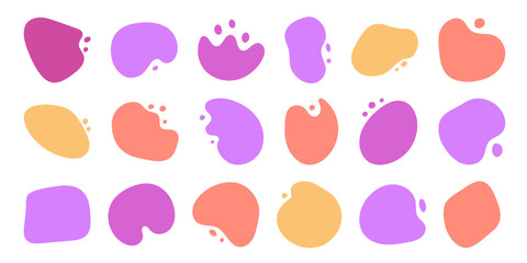 Abstract color shapes set. Vector geometric spots collection. Blobs decoration, simple design elements. Isolated. Vector illustration