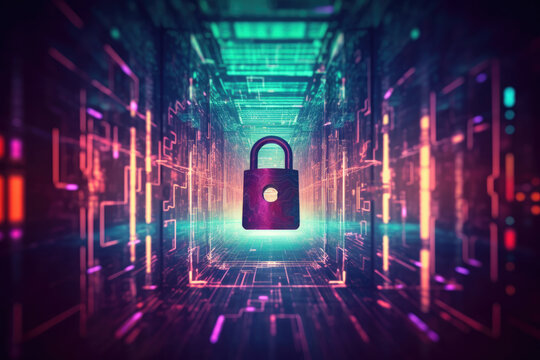 A padlock on an electronic background. Concept for internet security